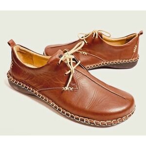 Josef Seibel Lindsay Leather Stitch Detail Lace-Up Shoes Size 6/6.5 Brown Oxford